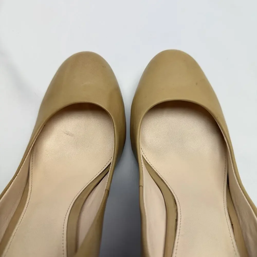 Coach Alexa Pumps Size 10B Nude Leather Heels Signature Logo Platform Stiletto